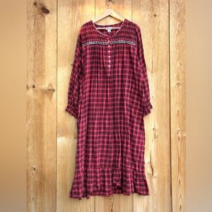 Fundamentals Vintage Red Plaid Long Flannel Nightgown Sz 3X